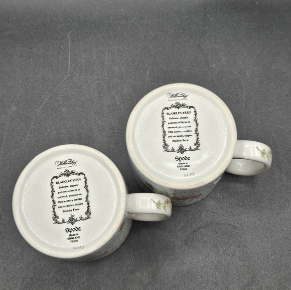 Spode 2 Williamsburg Reserve Collection Blaikley Fern Mugs F2006 England, 3.5"H - Picture 5 of 7